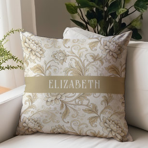 Viktorianisches Blumen-Chintz-Monogramm Name Elfen Kissen