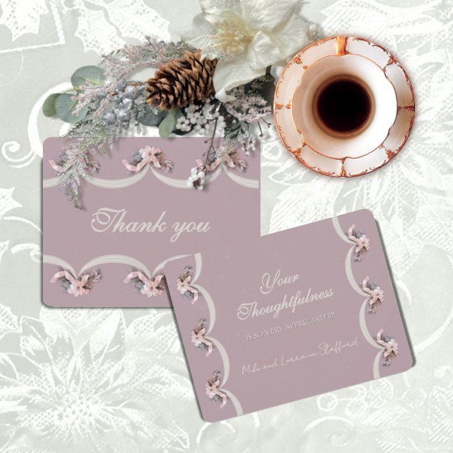 Viktorianisches Blumenband in Rose Vielen Dank Dankeskarte (Von Creator hochgeladen)