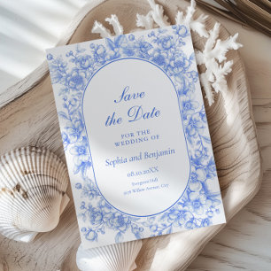 Viktorianisches Blumenetwas Blau Save the Date
