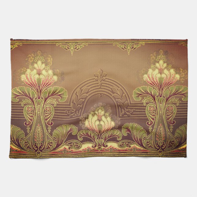 Viktorianisches Blumenfriedel, elegante Blume Juge Geschirrtuch (Horizontal)