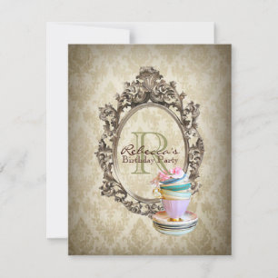 viktorianisches Blumenkuchen englisches Tee-Party Einladung