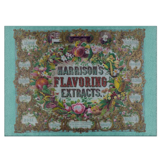 Viktorianisches Blumenobst Backextrakt aquamarin r Schneidebrett (Vorderseite)