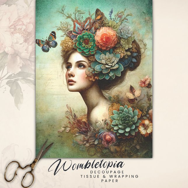 Viktorianisches Blumenportrait Antique Decoupage R Seidenpapier (Von Creator hochgeladen)