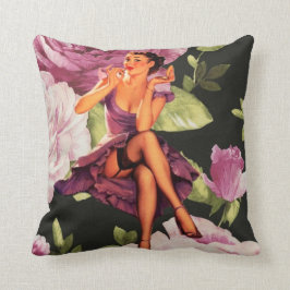 viktorianisches botanisches lila Rosen-Button Kissen