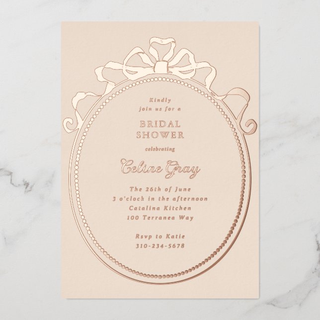 Viktorianisches Brautparty mit  Rahmen aus antikem Folieneinladung (Vorderseite)