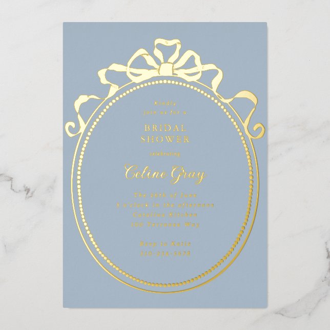 Viktorianisches Brautparty mit  Rahmen aus antikem Folieneinladung (Vorderseite)