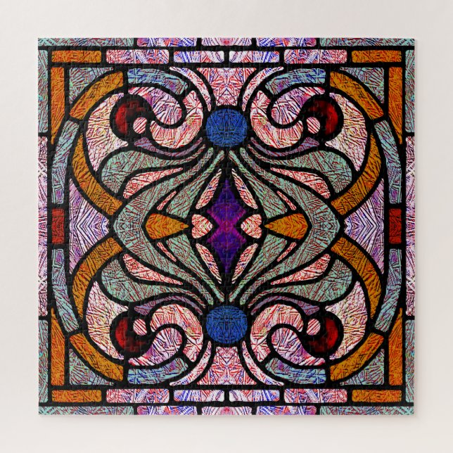 Viktorianisches Buntglas in Farbsplittern Puzzle (Vertikal)