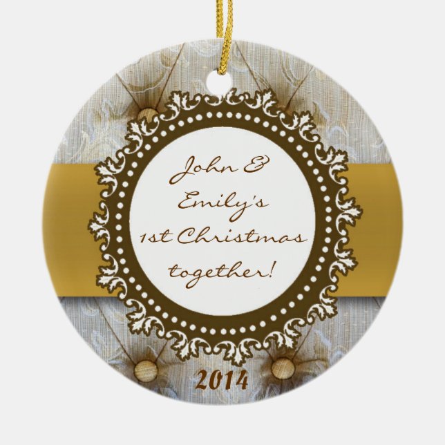 Viktorianisches Button Tuck Fabr Personalisierter  Keramikornament (Vorne)