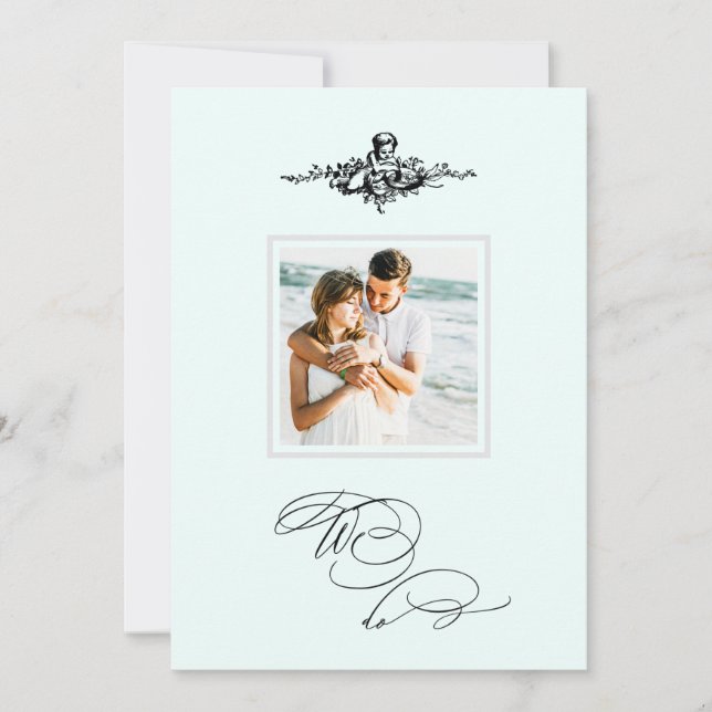 *~* Viktorianisches Cherub FOTO QR AR6 UAWG Weddin Einladung (Vorderseite)