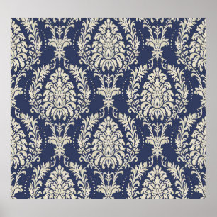 Viktorianisches Damask Wallpaper-Vintages Muster Poster