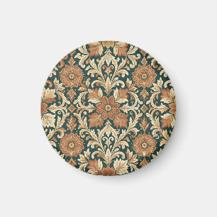 Viktorianisches Damast-Blumenmuster mit Kupferbron Magnet