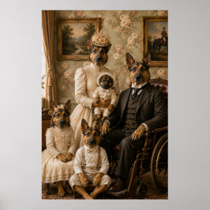 Viktorianisches Deutsches Schäferhund-Familienport Poster