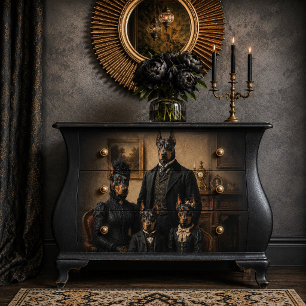 Viktorianisches Dobermann-Familienporträt Elegan Poster