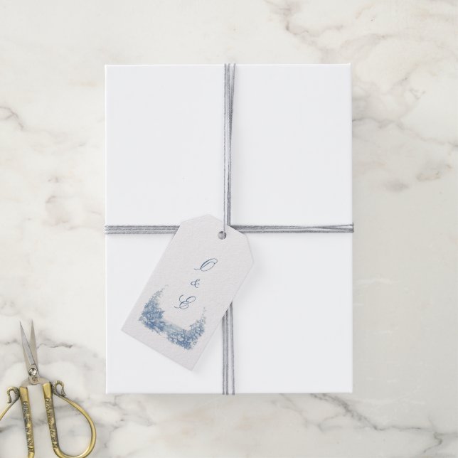 Viktorianisches Dusty Blue Baroque Wappen Geschenkanhänger (Mit Garn)