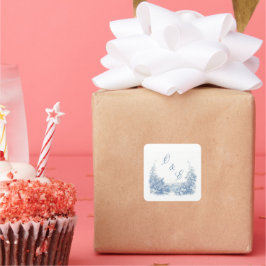 Viktorianisches Dusty Blue Baroque Wappen Quadratischer Aufkleber