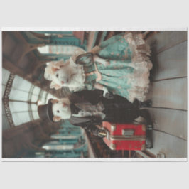 Viktorianisches, elegant gekleidetes Mouse Couple Seidenpapier