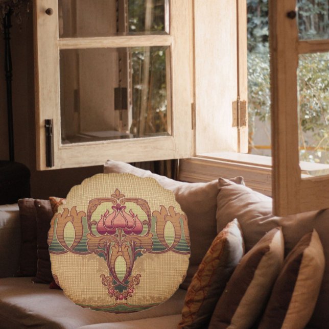 Viktorianisches, elegantes, florales verziertes Ju Rundes Kissen (Von Creator hochgeladen)