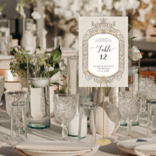 Viktorianisches Elegantes formales Ivory Ecru Gold Tischnummer