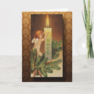 Viktorianisches Engels-und Kerzenlicht-Weihnachten Feiertagskarte