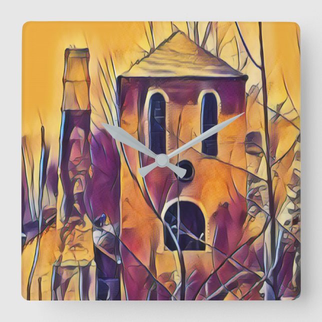 VIKTORIANISCHES ENGLAND QUADRATISCHE WANDUHR (Vorderseite)