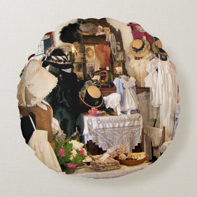 VIKTORIANISCHES ENGLAND RUNDES KISSEN (Vorderseite)