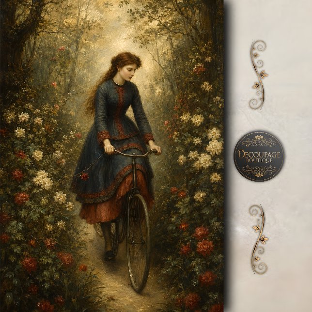 Viktorianisches Fahrrad-Gartendekor Seidenpapier (Victorian Bicycle Garden Decoupage Tissue Paper)