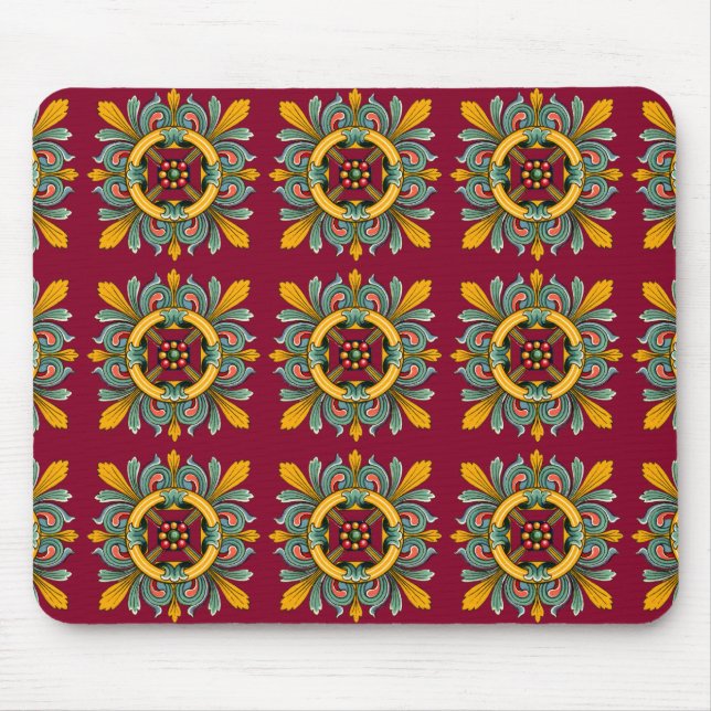 Viktorianisches Fliesendesign für Himbeere Mousepad (Vorne)
