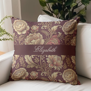 Viktorianisches florales Schriftmonogramm Name Bur Kissen