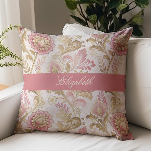 Viktorianisches florales Schriftmonogramm Name Ros Kissen
