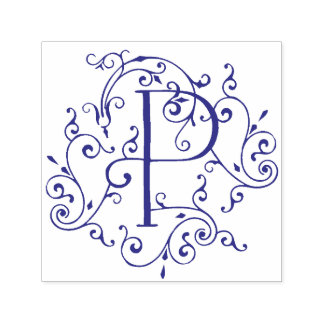 Viktorianisches Flourish Letter P Monogramm Selbst Permastempel