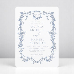Viktorianisches Französisch-Dusty-Blue-Wedding-Mon Einladung