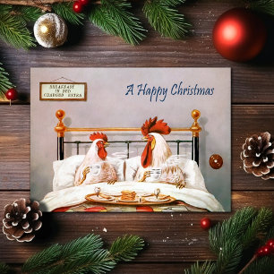 Viktorianisches Frühstück im Bed Christmas Card Feiertagskarte