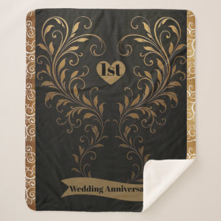 Viktorianisches Gold Verzierte Blumenranken Schwar Sherpadecke
