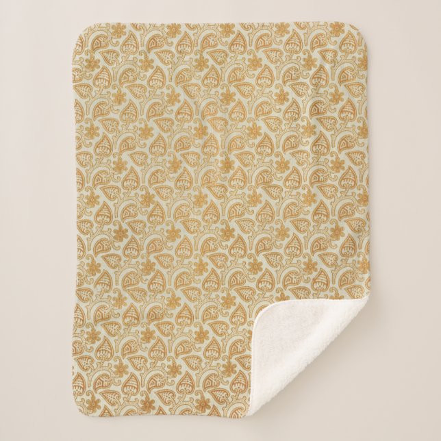 Viktorianisches goldenes Leaf-Muster Sherpadecke (Vorderseite)