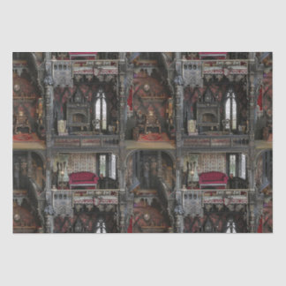 Viktorianisches Gothic Spukpuppenhaus mit Puppen i Seidenpapier