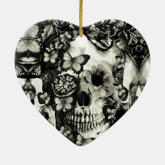 Viktorianisches gotisches Spitzeschädelmuster Keramikornament (Hinten)