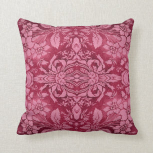Viktorianisches Granat-blumiges Muster MoJo Kissen