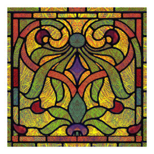 Viktorianisches Hartglas in Grün und Gold Fotodruck