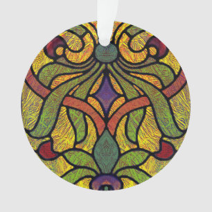 Viktorianisches Hartglas in Grün und Gold Ornament