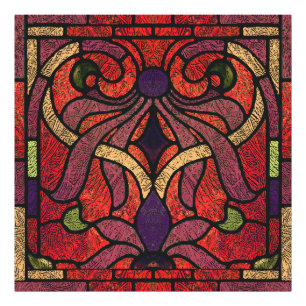Viktorianisches Hartglas in Maroon und Rot Fotodruck