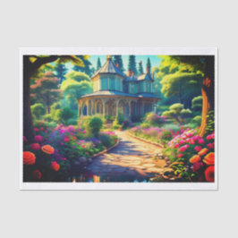 Viktorianisches Haus im Wald Seidenpapier