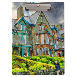 Viktorianisches Haus in Keswick in Aquarellfarbe Klemmbrett