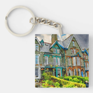 Viktorianisches Haus in Keswick in Aquarellfarbe Schlüsselanhänger