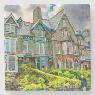 Viktorianisches Haus in Keswick in Aquarellfarbe Steinuntersetzer