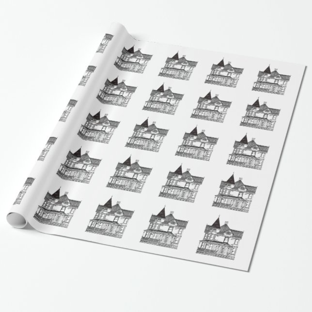 Viktorianisches Haus-Muster Geschenkpapier (Ungerollt)