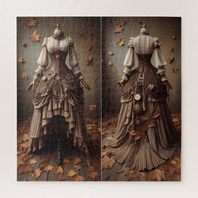 Viktorianisches Herbstlaub-Modedesign Puzzle (Vertikal)