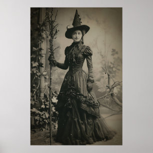 Viktorianisches Hexen-Sepia-Porträt Poster