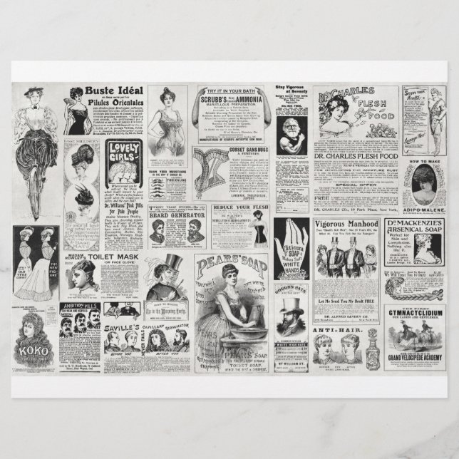 Viktorianisches Hintergrundpapier zur Werbung für  (Vorderseite)