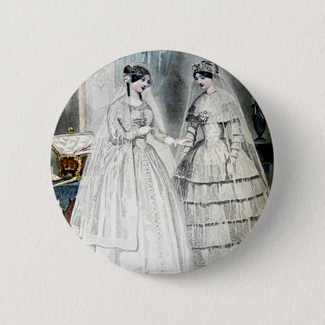 Viktorianisches Hochzeitskleid zwei Frauen Button (Vorderseite)