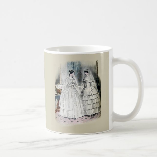 Viktorianisches Hochzeitskleid zwei Frauen Kaffeetasse (Rechts)